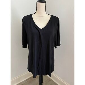 Women's Black Basic Half Sleeve Tee size XL V-Neck Short Sleeve Casual T-Shirt